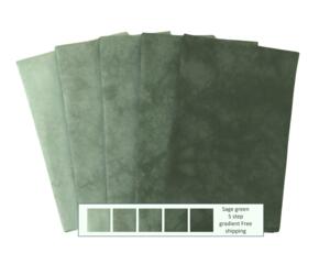 Sage green gradient of hand dyed quilting cotton